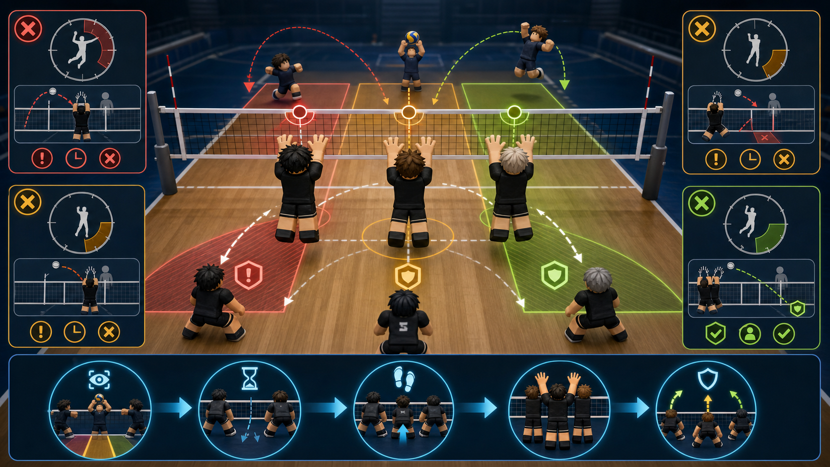 Illustrated Volleyball Legends block timing net read board