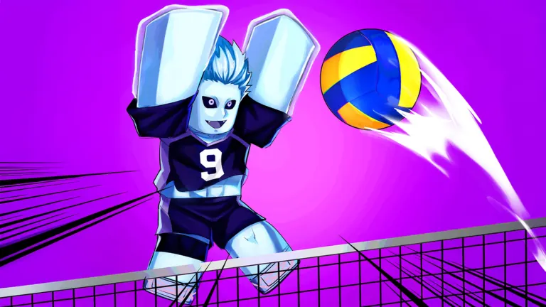 Volleyball Legends image showing a blue blocker at the net